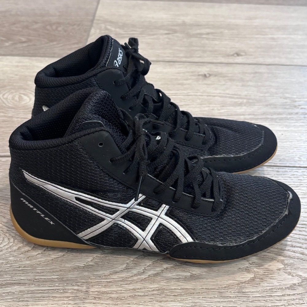 Asics Matflex Wrestling Shoes Mens 6.5 Black Silver J504N Boxing Gym Training